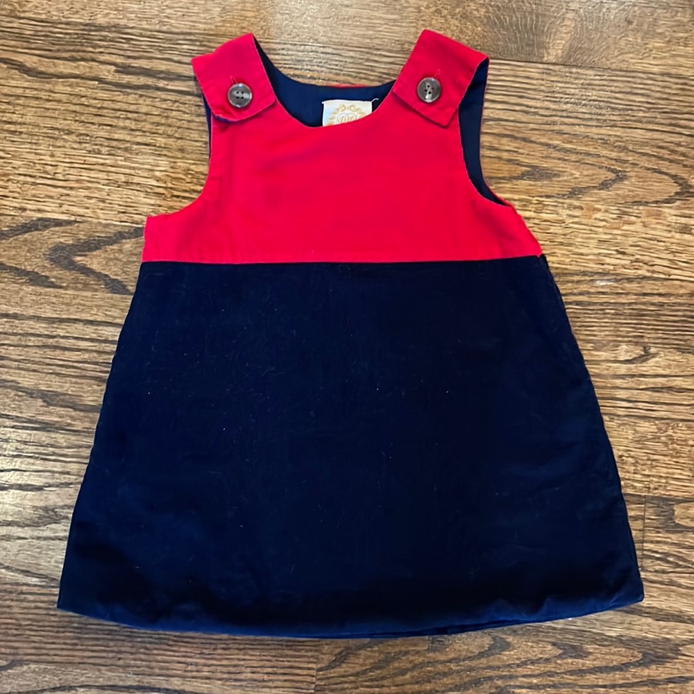 Beaufort Bonnet 3T Corduroy jumper, navy and red with buttons